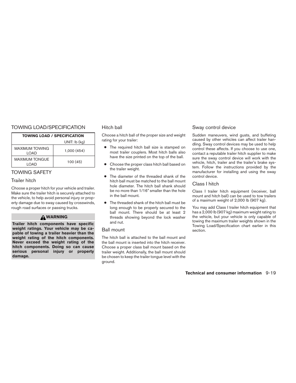 Towing load/specification -19 towing safety -19 | NISSAN 2013 Altima Coupe - Owner's Manual User Manual | Page 396 / 414