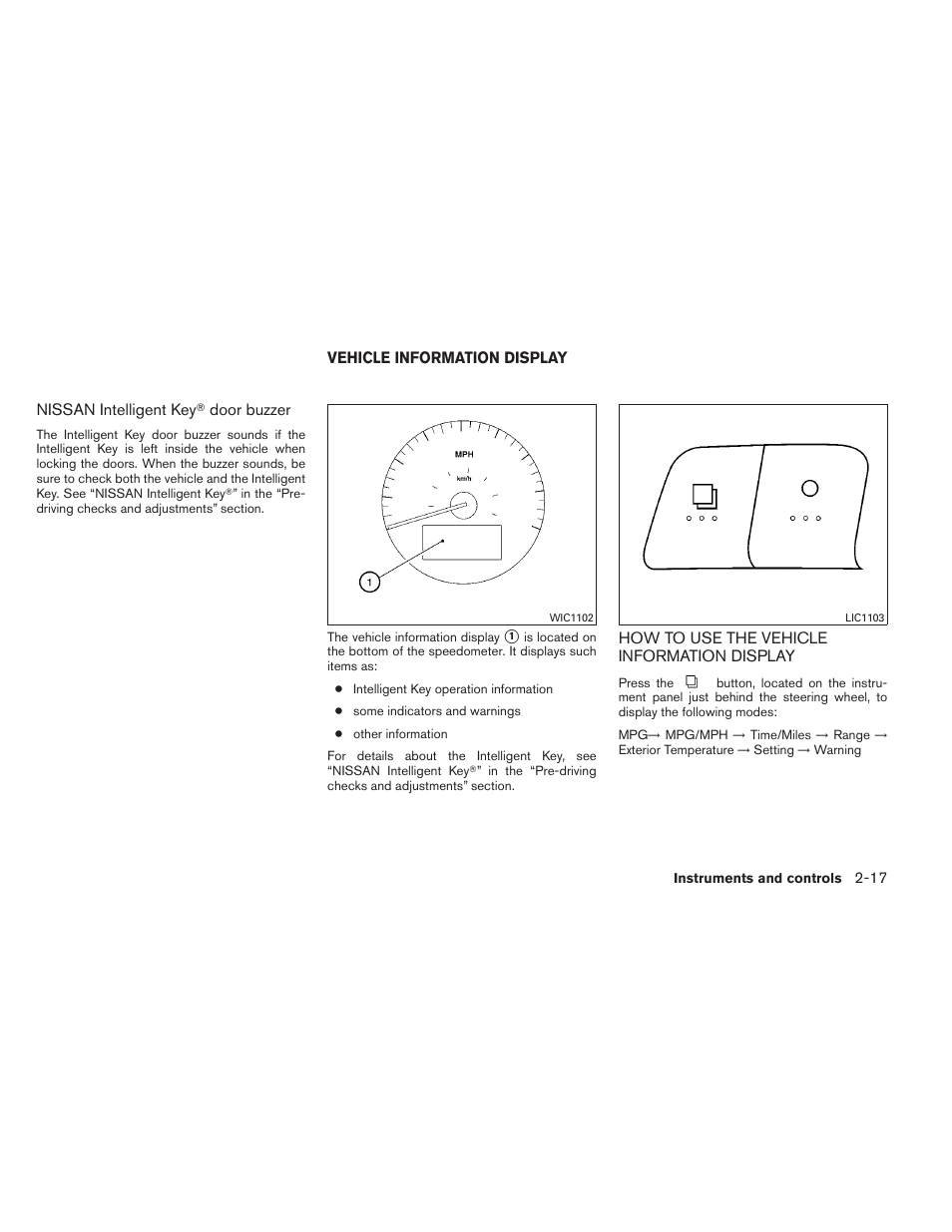 Vehicle information display -17, How to use the vehicle information display -17 | NISSAN 2013 Altima Coupe - Owner's Manual User Manual | Page 88 / 414