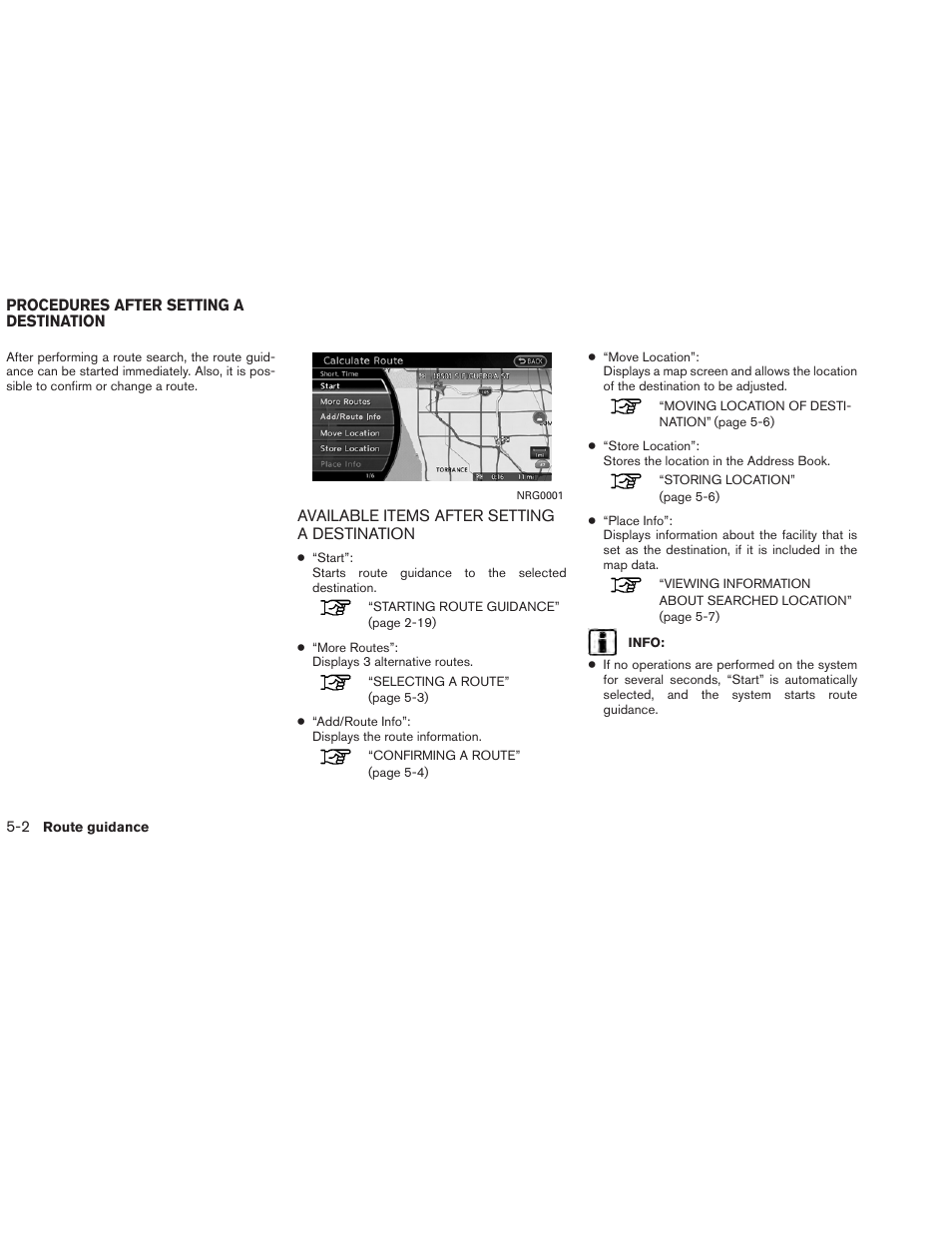 Procedures after setting a destination -2, Available items after setting a destination -2 | NISSAN 2013 Altima Coupe - Navigation System Owner's Manual User Manual | Page 109 / 310