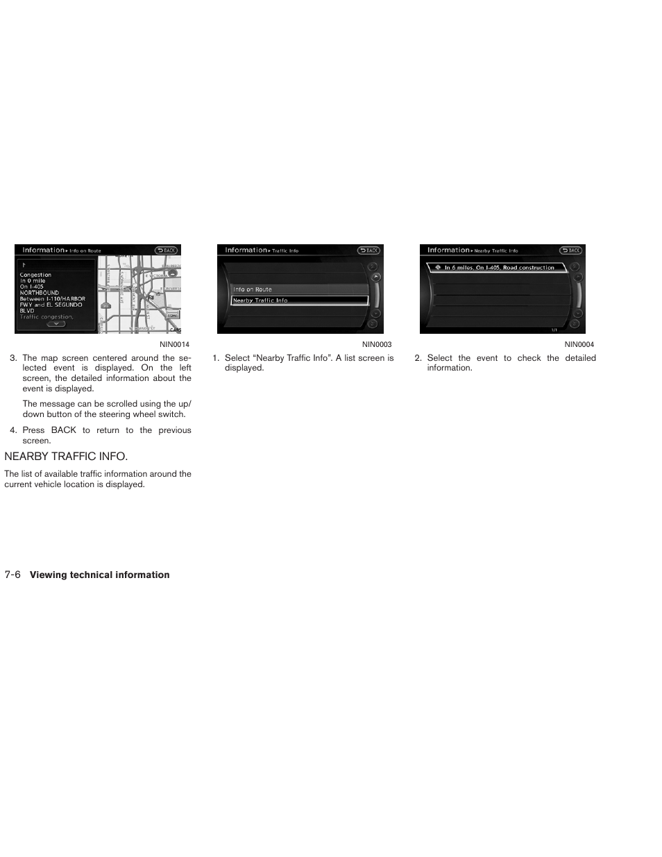 Nearby traffic info -6 | NISSAN 2013 Altima Coupe - Navigation System Owner's Manual User Manual | Page 191 / 310