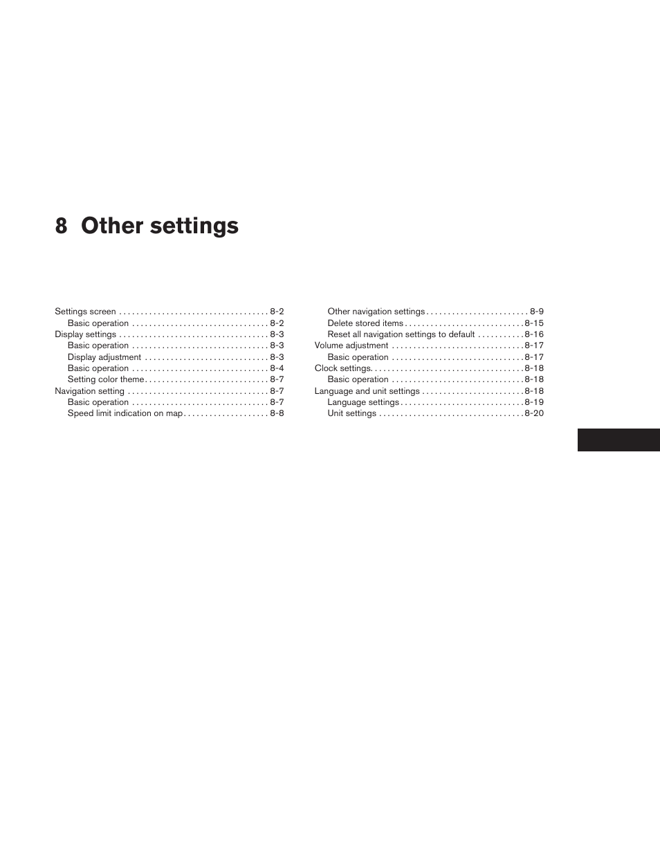 Other settings, 8 other settings | NISSAN 2013 Altima Coupe - Navigation System Owner's Manual User Manual | Page 212 / 310
