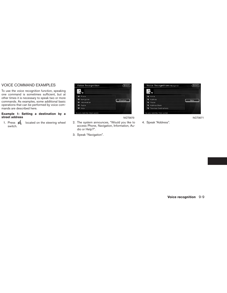 Voice command examples -9 | NISSAN 2013 Altima Coupe - Navigation System Owner's Manual User Manual | Page 240 / 310