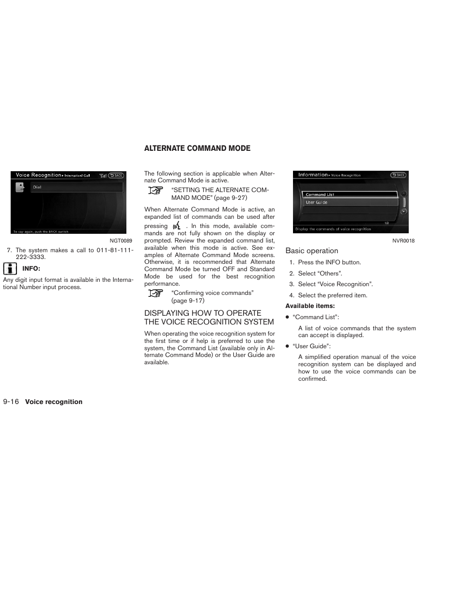 Alternate command mode -16 | NISSAN 2013 Altima Coupe - Navigation System Owner's Manual User Manual | Page 247 / 310