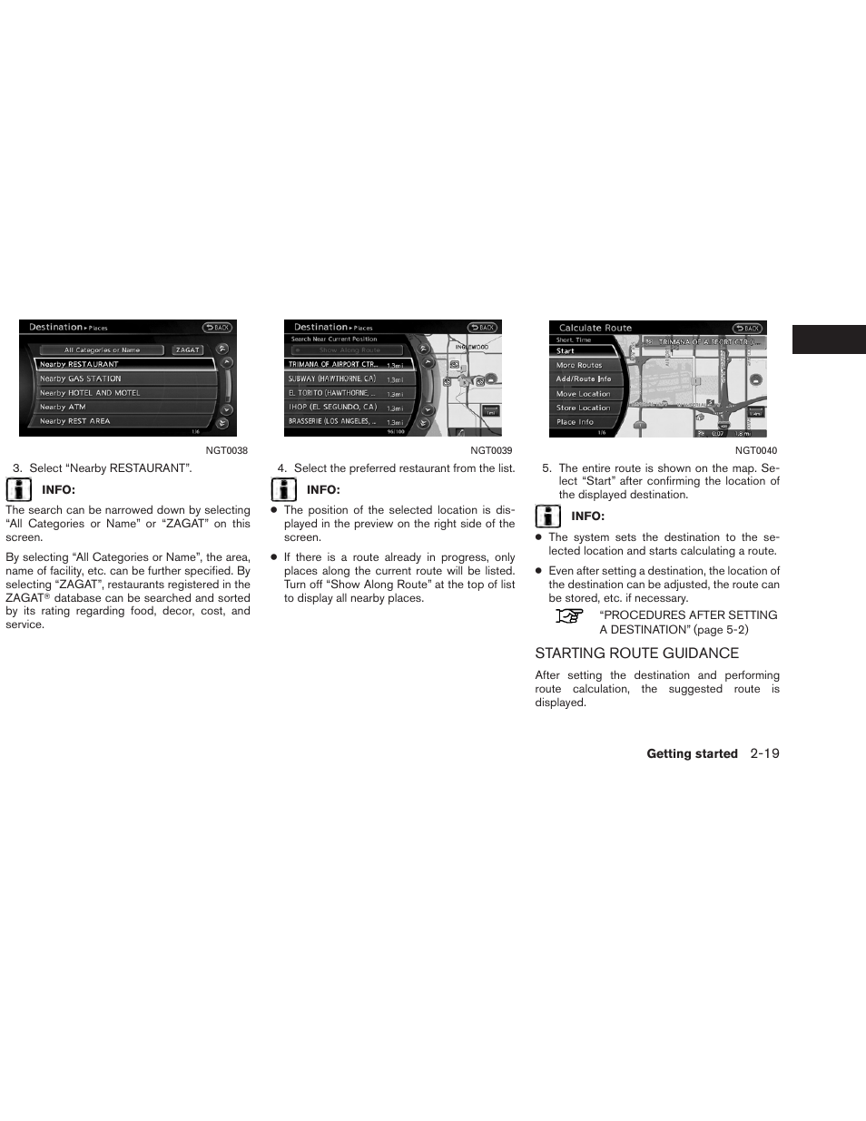 Starting route guidance -19 | NISSAN 2013 Altima Coupe - Navigation System Owner's Manual User Manual | Page 26 / 310