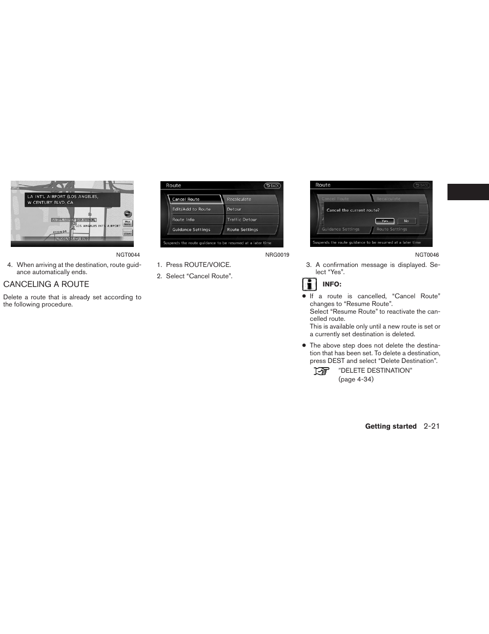 Canceling a route -21 | NISSAN 2013 Altima Coupe - Navigation System Owner's Manual User Manual | Page 28 / 310