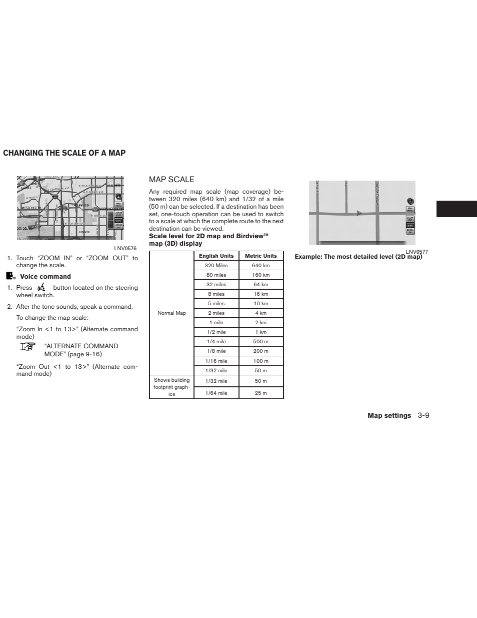 Changing the scale of a map -9, Map scale -9, Map scale | Changing the scale of a map | NISSAN 2013 Altima Coupe - Navigation System Owner's Manual User Manual | Page 54 / 310
