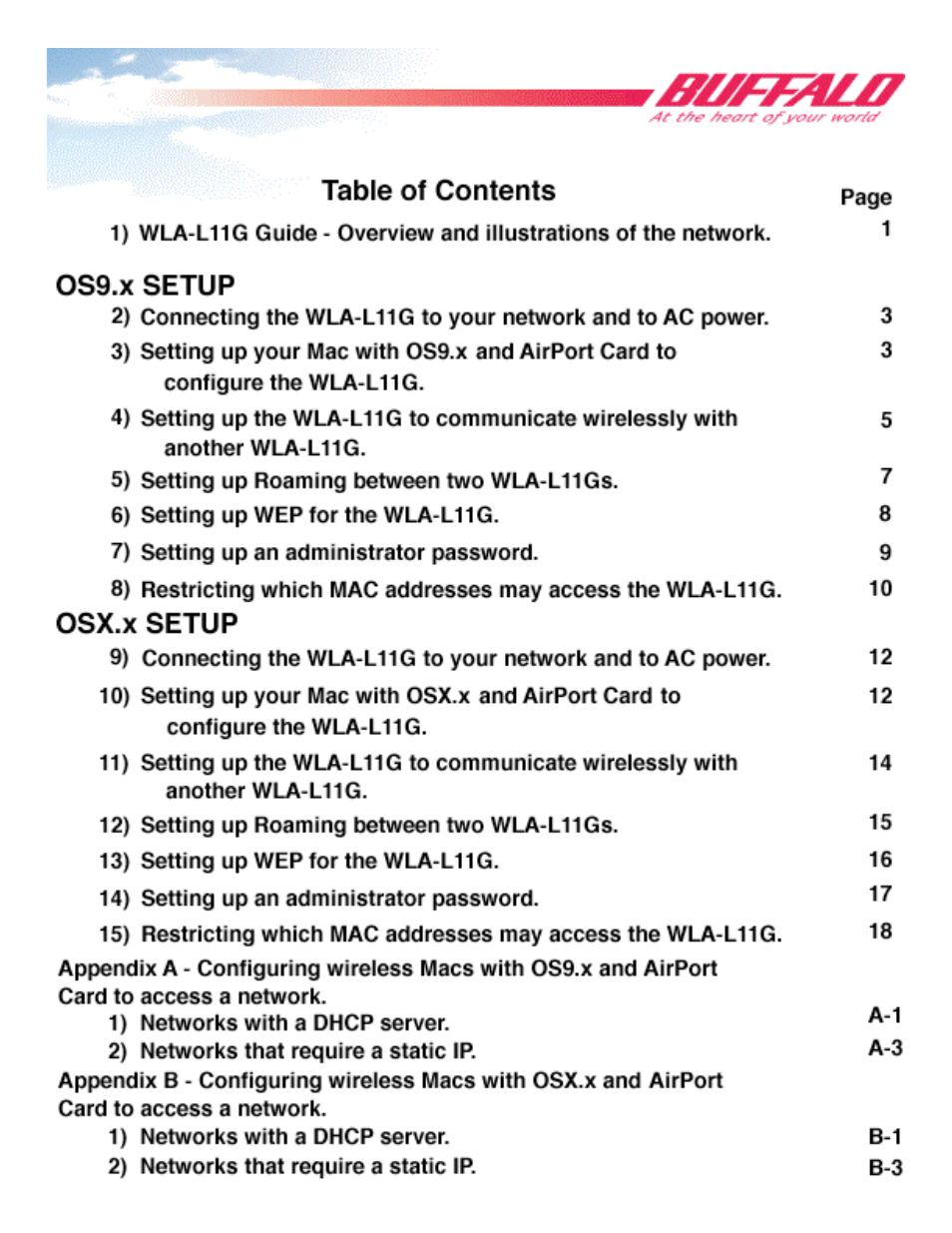 Buffalo Technology WLA-L11G User Manual | Page 2 / 29