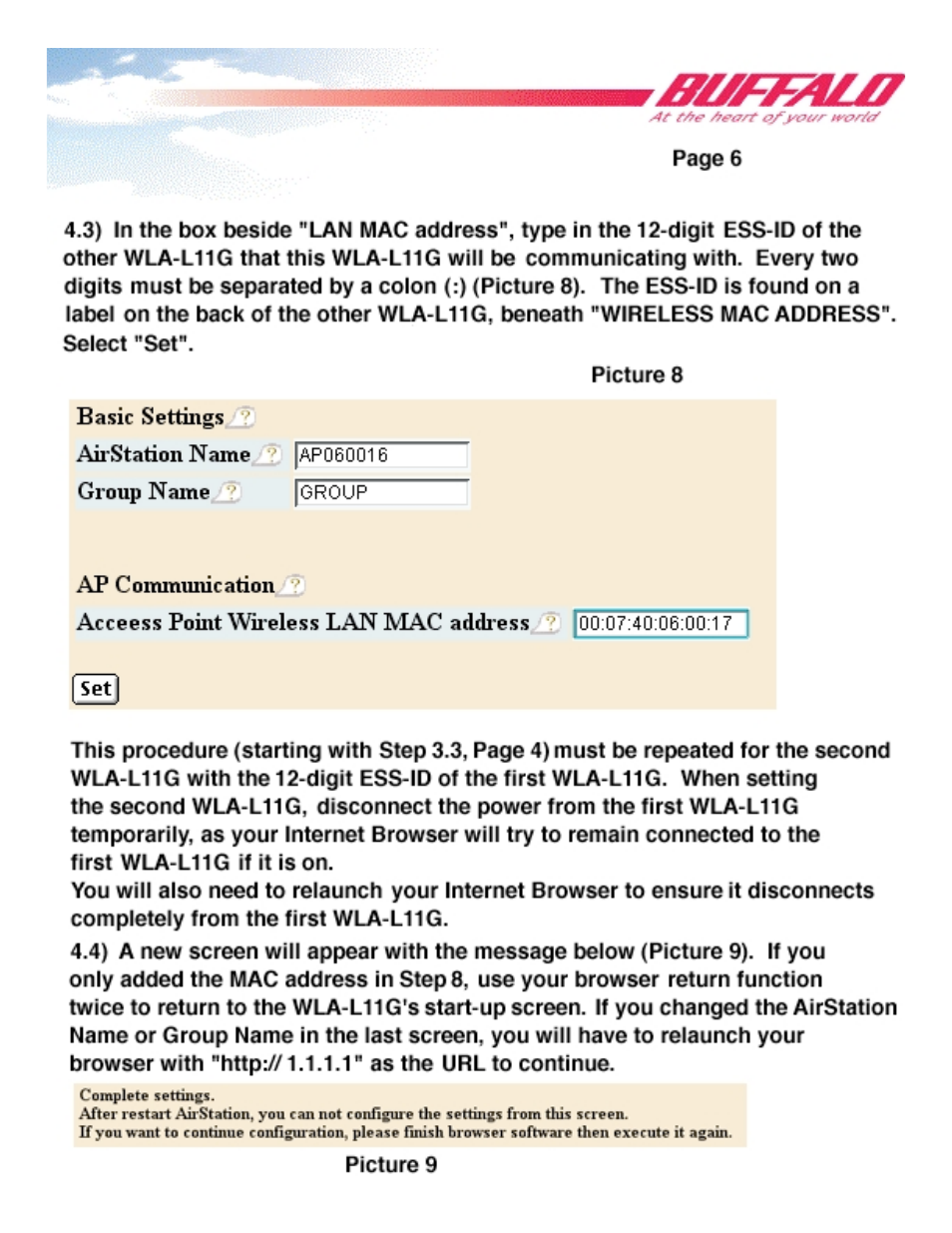 Buffalo Technology WLA-L11G User Manual | Page 8 / 29