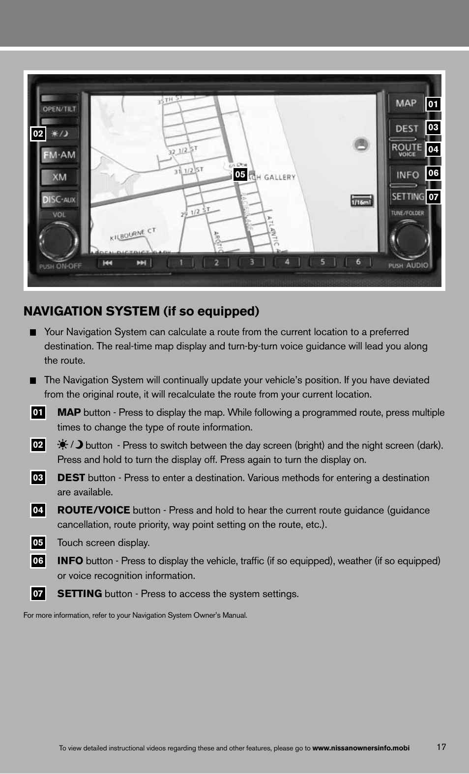Navigation system (if so equipped) | NISSAN 2013 Altima Coupe - Quick Reference Guide User Manual | Page 21 / 26