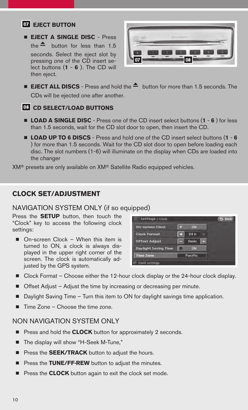 Non navigation system only | NISSAN 2008 Altima Hybrid - Quick Reference Guide User Manual | Page 12 / 34