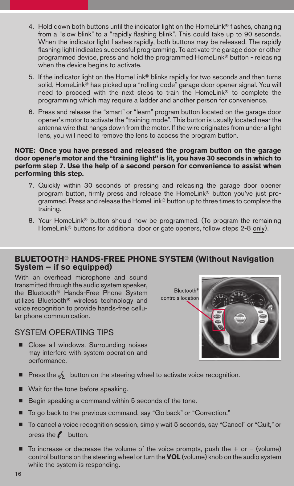 System operating tips | NISSAN 2008 Altima Hybrid - Quick Reference Guide User Manual | Page 18 / 34
