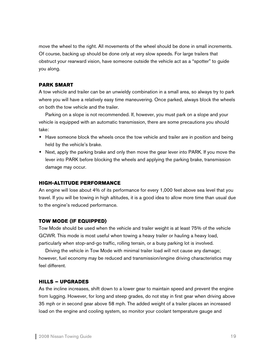 NISSAN 2008 Versa Hatchback - Towing Guide User Manual | Page 20 / 32