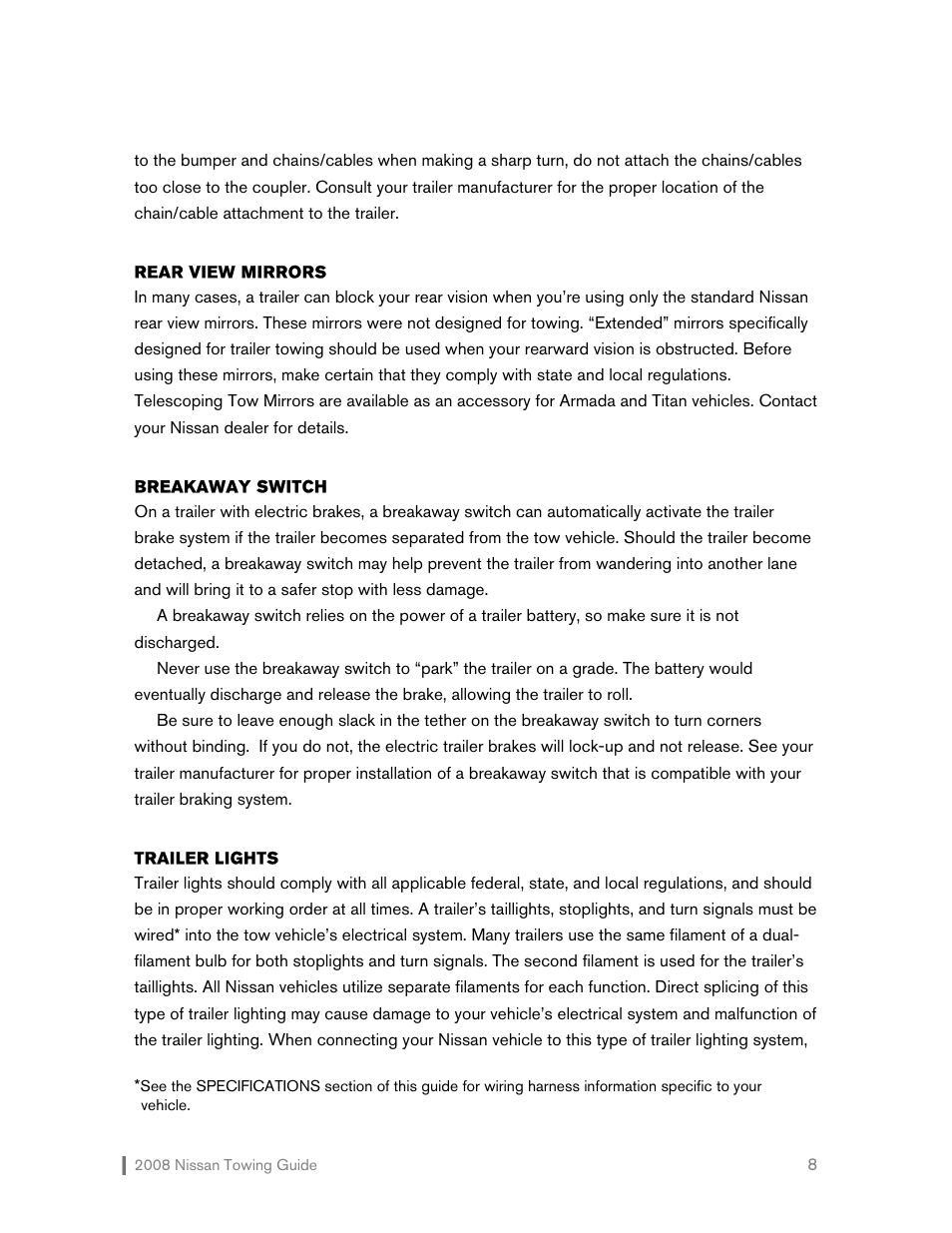 NISSAN 2008 Versa Hatchback - Towing Guide User Manual | Page 9 / 32