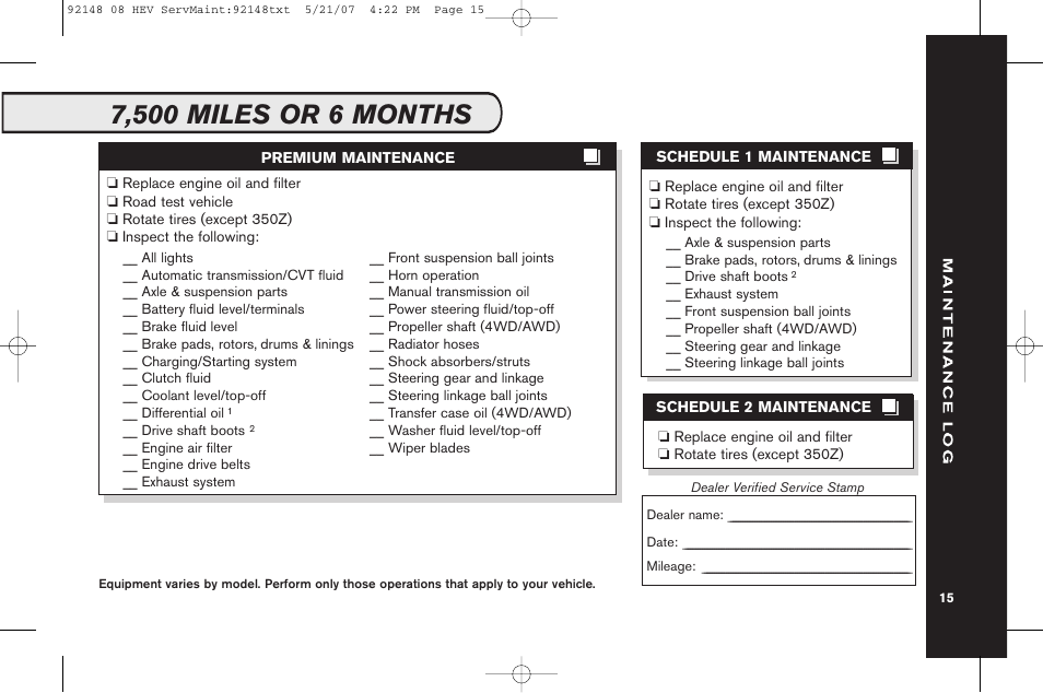 NISSAN 2008 Versa Hatchback - Service & Maintenance Guide User Manual | Page 17 / 57