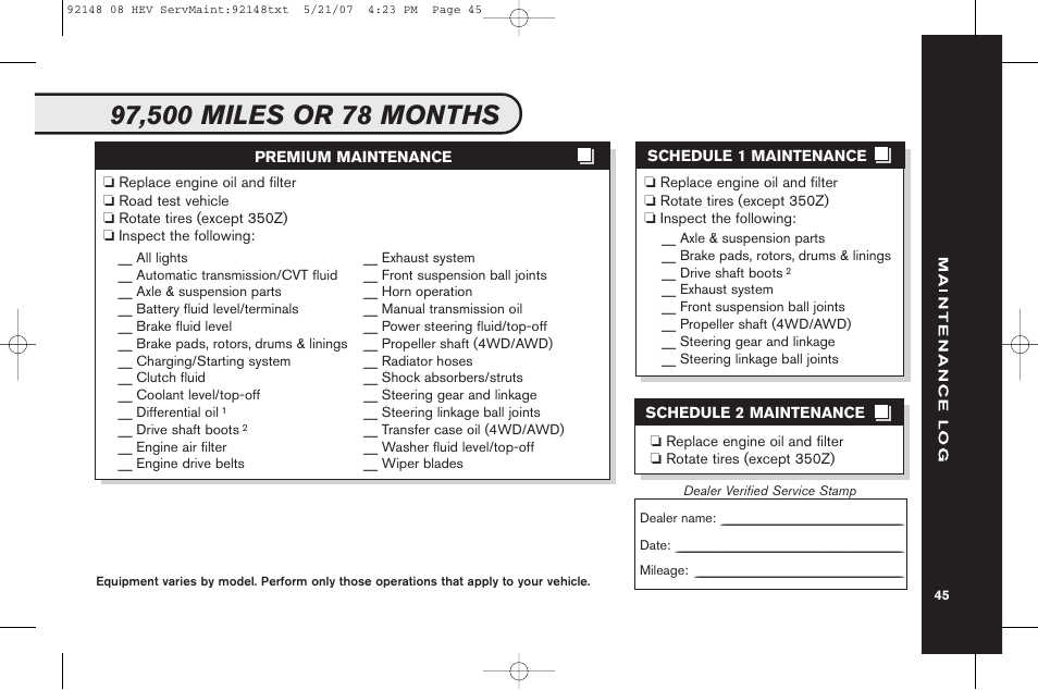 NISSAN 2008 Versa Hatchback - Service & Maintenance Guide User Manual | Page 47 / 57