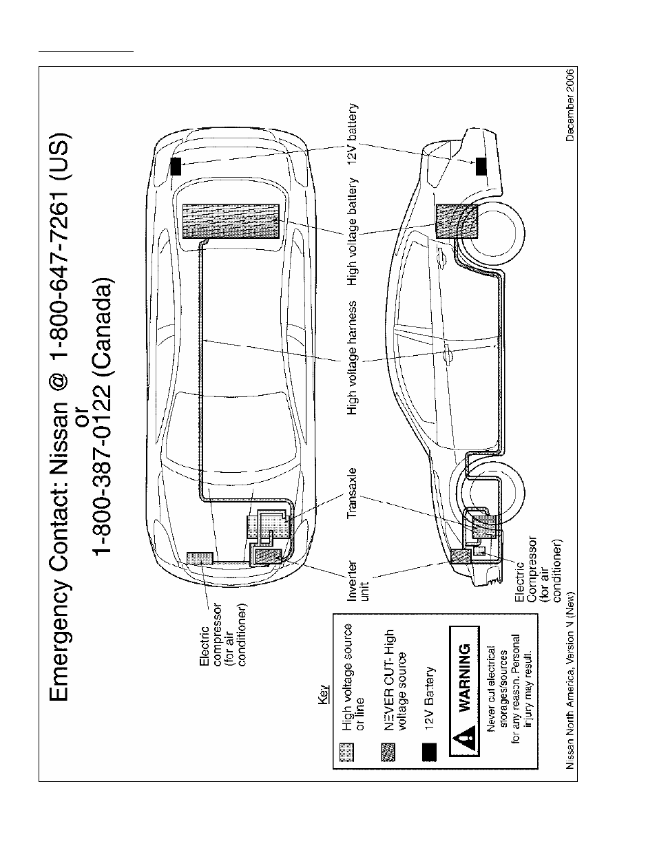 Vehicle cut sheet | NISSAN 2008 Altima Hybrid - First Responder's Guide User Manual | Page 15 / 27