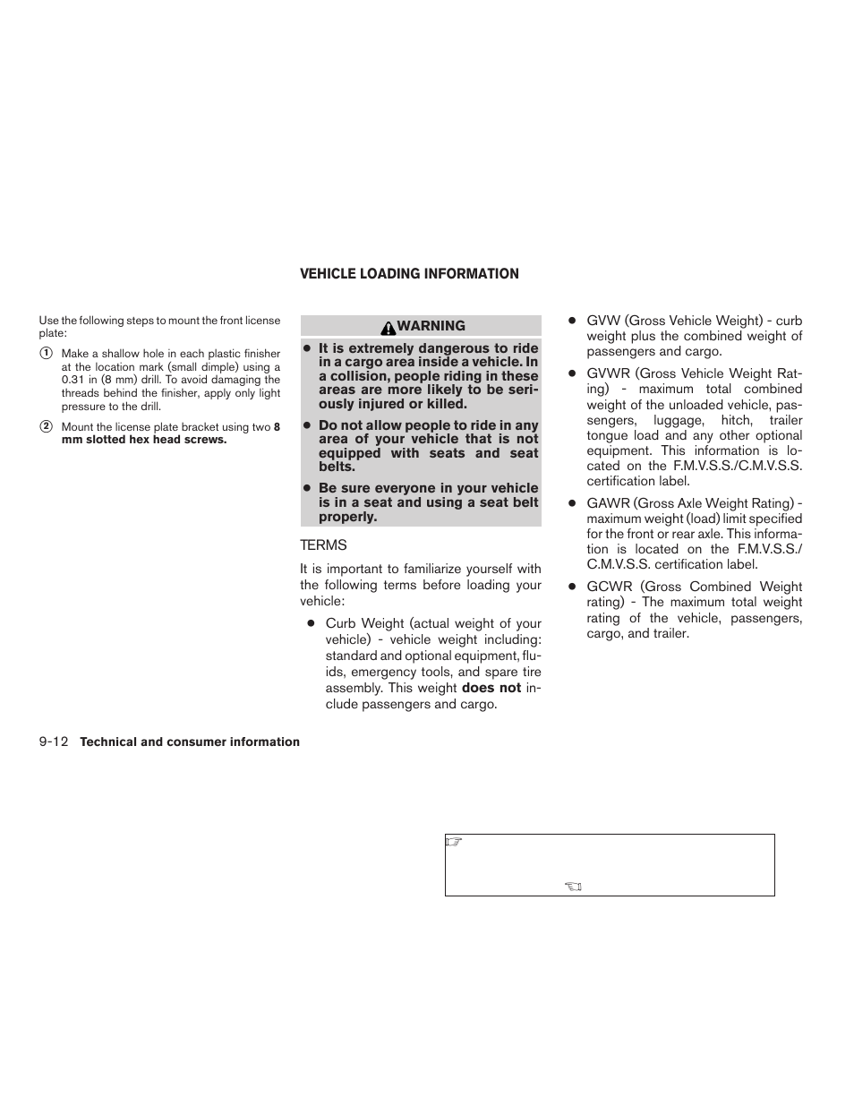 Vehicle loading information -12, Terms -12 | NISSAN 2009 Altima Hybrid - Owner's Manual User Manual | Page 329 / 353