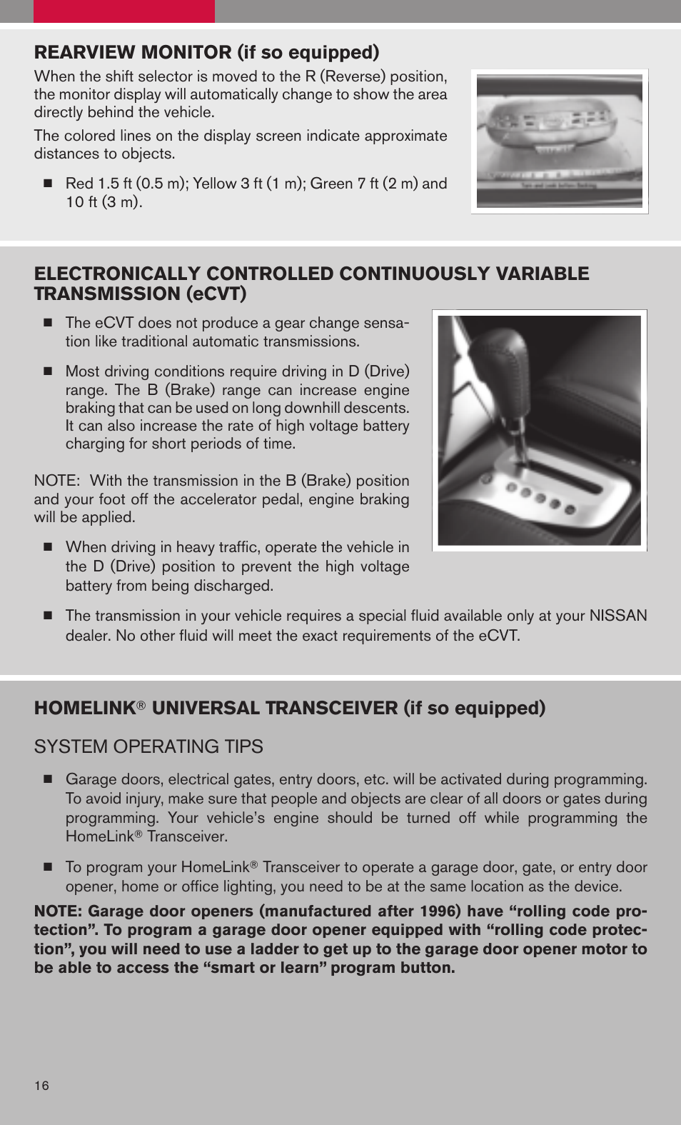 NISSAN 2009 Altima Hybrid - Quick Reference Guide User Manual | Page 18 / 36