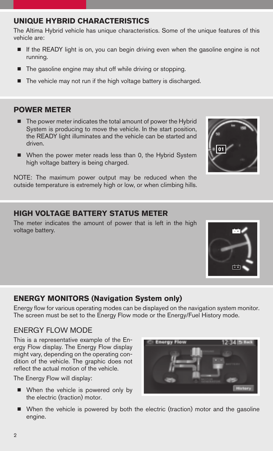 NISSAN 2009 Altima Hybrid - Quick Reference Guide User Manual | Page 4 / 36