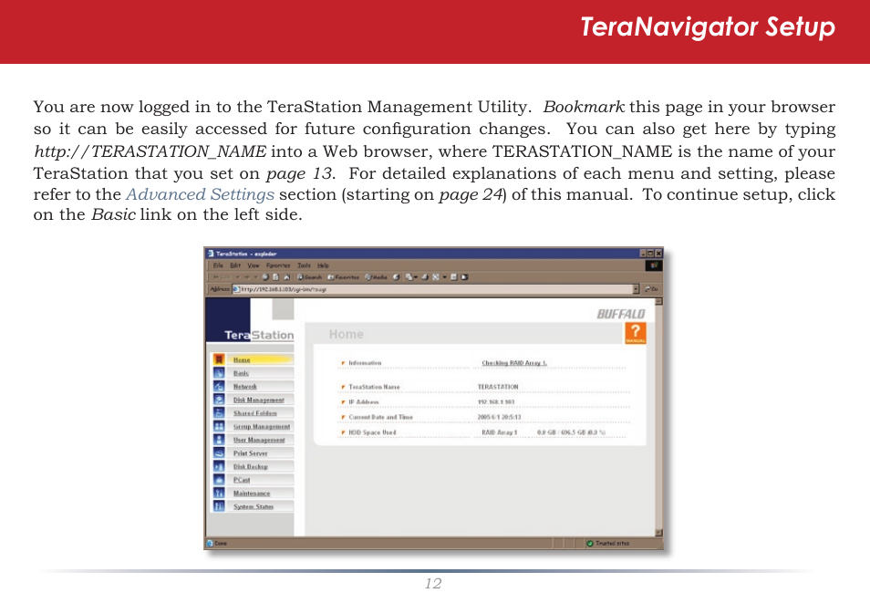 Teranavigator setup | Buffalo Technology TeraStation HD-HTGL/R5 User Manual | Page 12 / 82