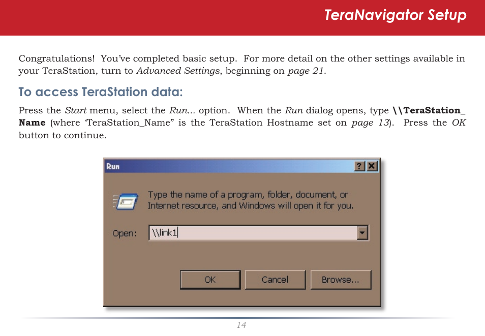 Teranavigator setup | Buffalo Technology TeraStation HD-HTGL/R5 User Manual | Page 14 / 82