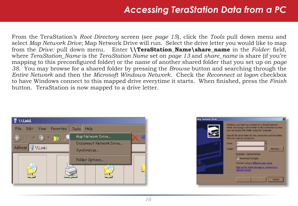 Accessing terastation data from a pc | Buffalo Technology TeraStation HD-HTGL/R5 User Manual | Page 16 / 82