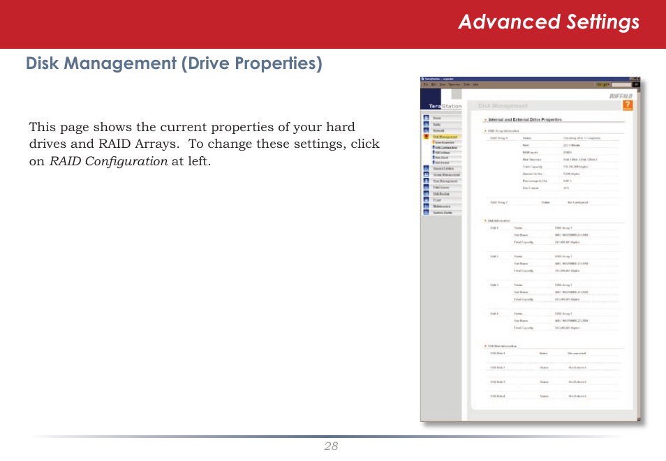 Advanced settings | Buffalo Technology TeraStation HD-HTGL/R5 User Manual | Page 28 / 82