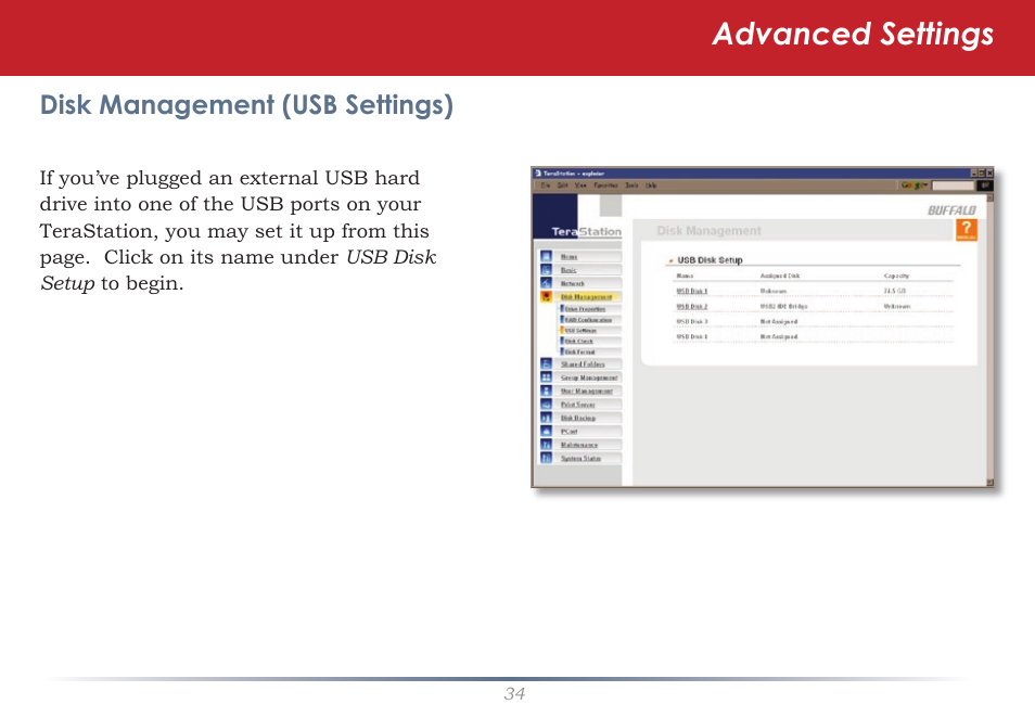Advanced settings | Buffalo Technology TeraStation HD-HTGL/R5 User Manual | Page 34 / 82