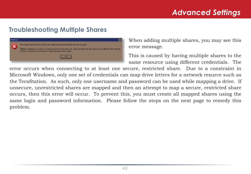 Advanced settings | Buffalo Technology TeraStation HD-HTGL/R5 User Manual | Page 45 / 82