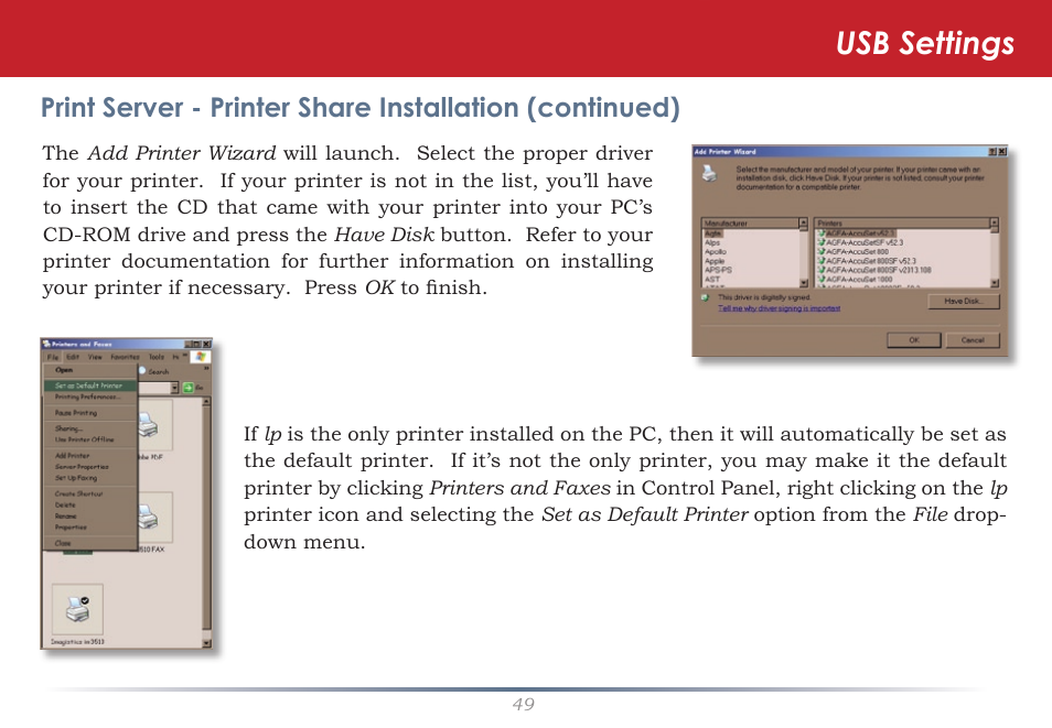 Usb settings | Buffalo Technology TeraStation HD-HTGL/R5 User Manual | Page 49 / 82