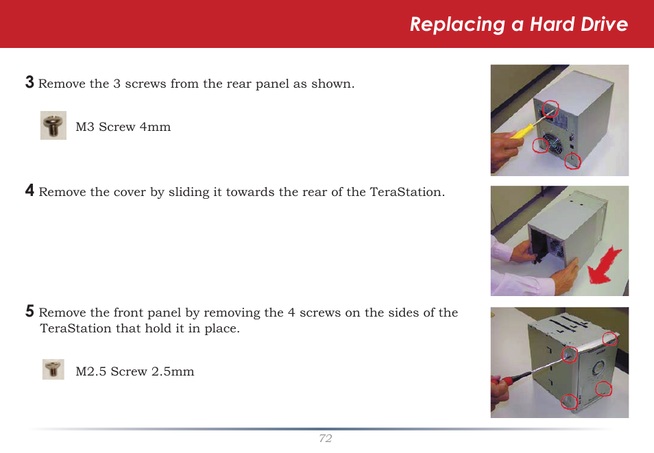 Replacing a hard drive | Buffalo Technology TeraStation HD-HTGL/R5 User Manual | Page 72 / 82