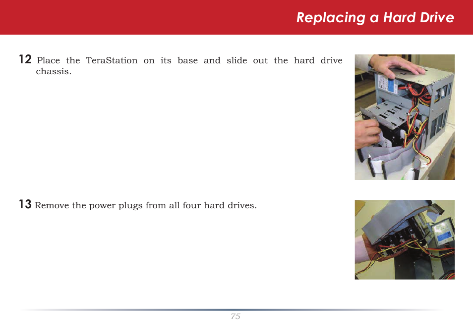 Replacing a hard drive | Buffalo Technology TeraStation HD-HTGL/R5 User Manual | Page 75 / 82