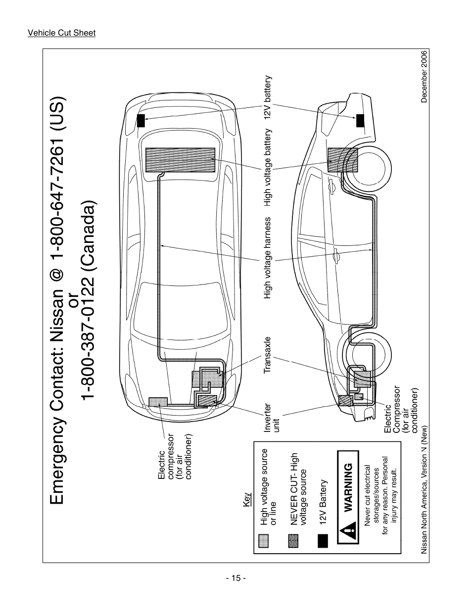 Vehicle cut sheet | NISSAN 2010 Altima Hybrid - Dismantling Guide User Manual | Page 15 / 23