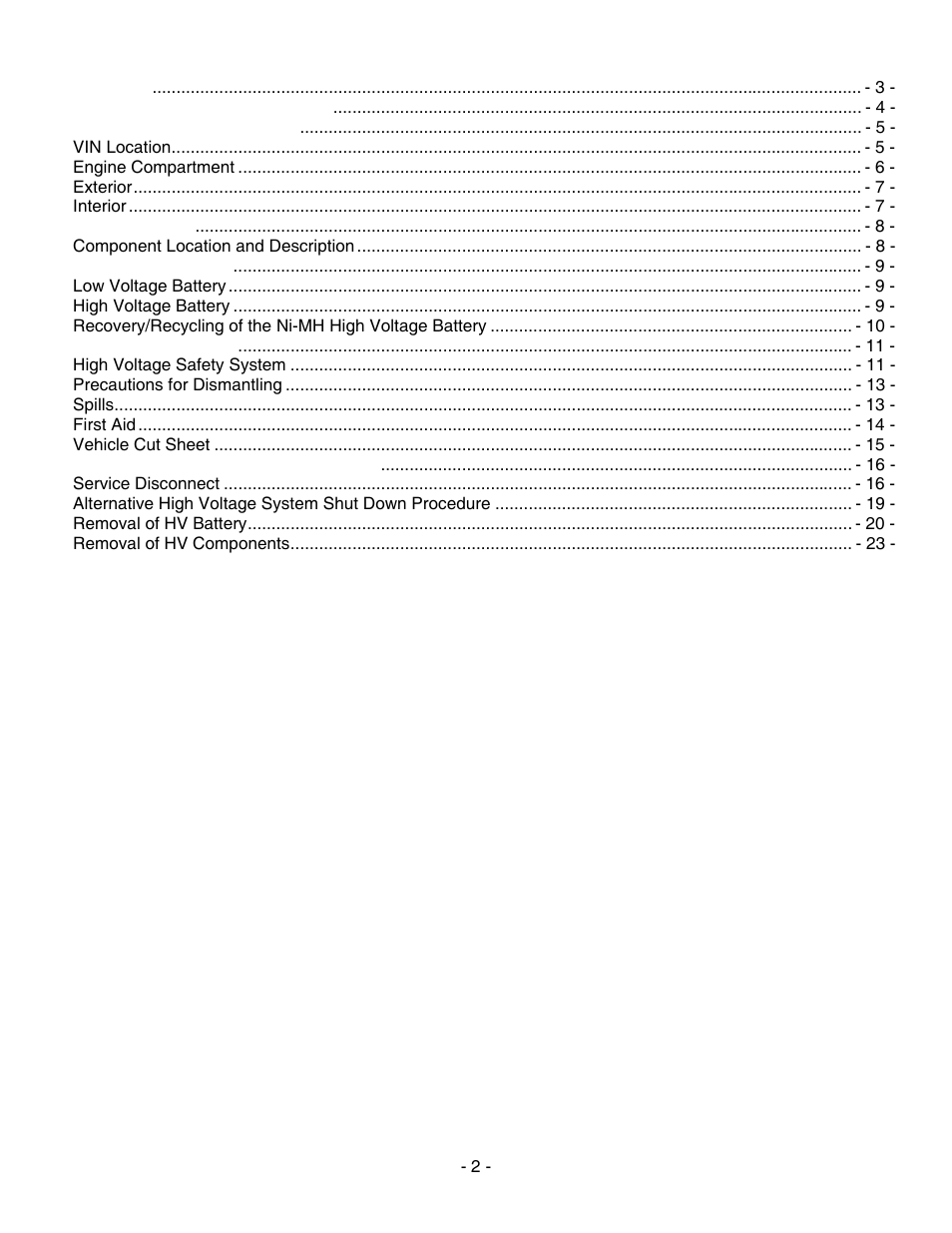 NISSAN 2010 Altima Hybrid - Dismantling Guide User Manual | Page 2 / 23