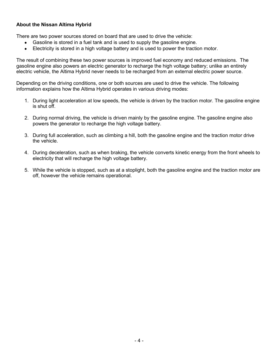About the nissan altima hybrid | NISSAN 2011 Altima Hybrid - Dismantling Guide User Manual | Page 4 / 23