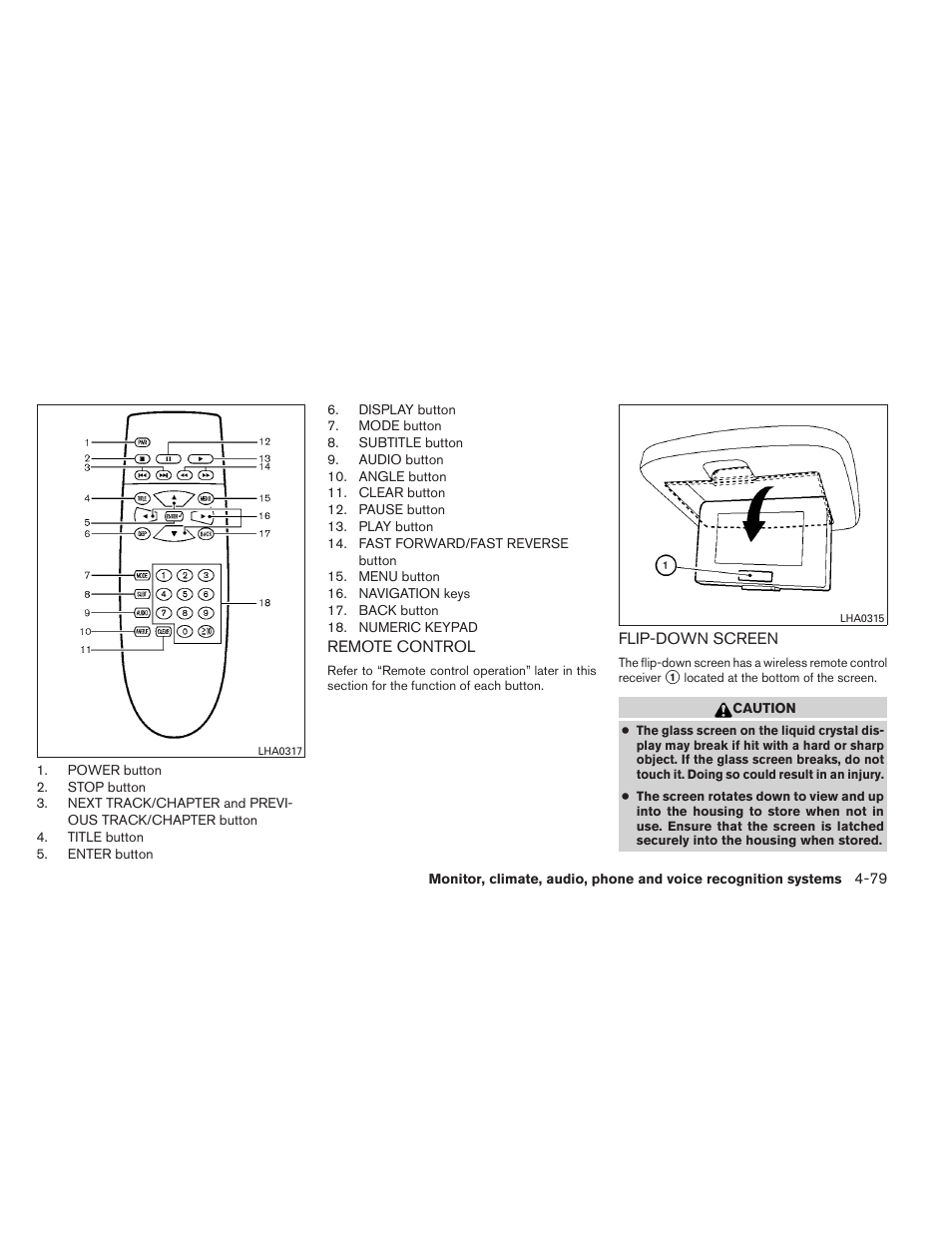 Remote control -79 flip-down screen -79 | NISSAN 2012 Armada - Owner's Manual User Manual | Page 274 / 489