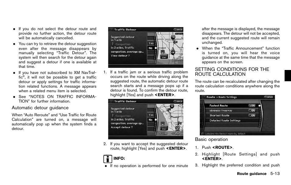Setting conditions for the route calculation -13 | NISSAN 2012 Pathfinder - Navigation System Owner's Manual User Manual | Page 105 / 235