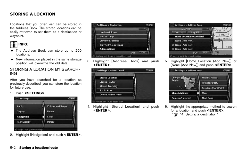 Storing a location -2, Storing a location by searching -2 | NISSAN 2012 Pathfinder - Navigation System Owner's Manual User Manual | Page 120 / 235