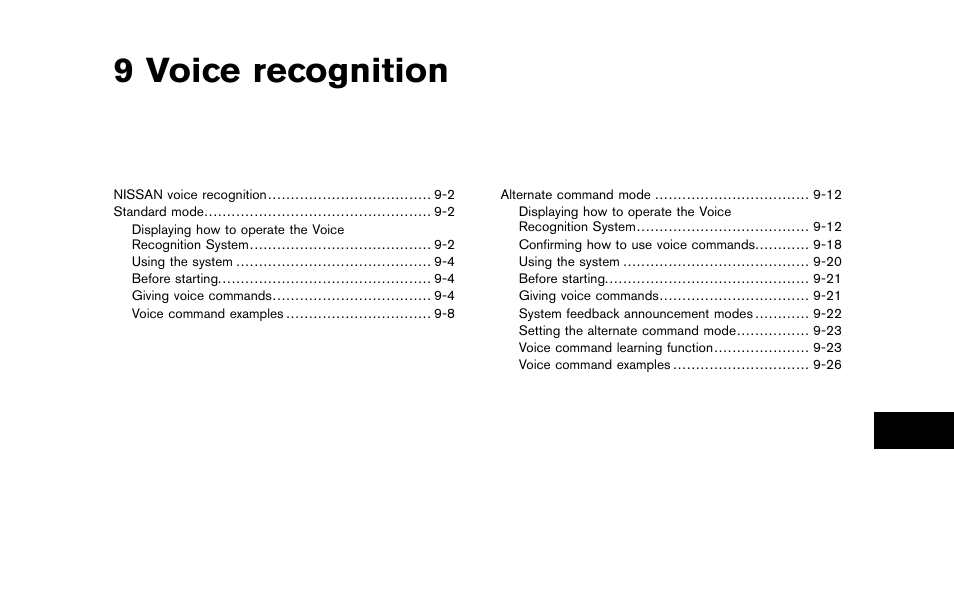 Voice recognition, 9 voice recognition | NISSAN 2012 Pathfinder - Navigation System Owner's Manual User Manual | Page 165 / 235