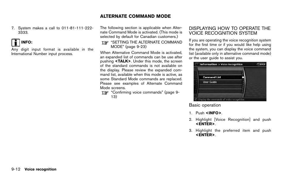 Alternate command mode -12 | NISSAN 2012 Pathfinder - Navigation System Owner's Manual User Manual | Page 176 / 235