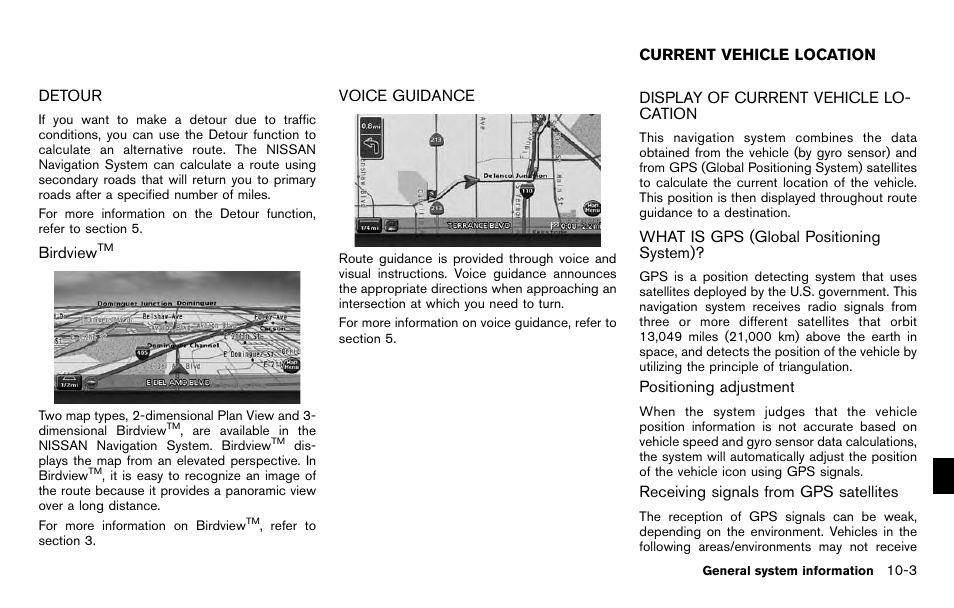 Detour -3 birdview, Voice guidance -3, Current vehicle location -3 | NISSAN 2012 Pathfinder - Navigation System Owner's Manual User Manual | Page 197 / 235