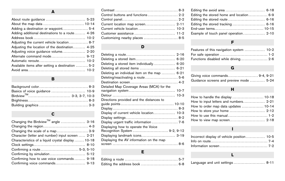 NISSAN 2012 Pathfinder - Navigation System Owner's Manual User Manual | Page 232 / 235