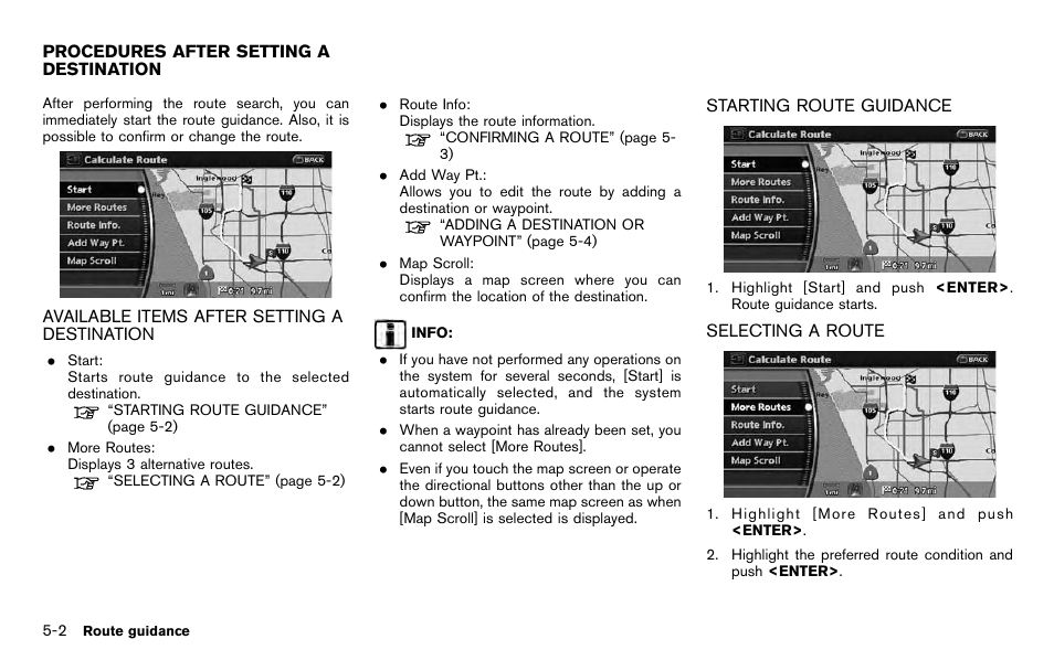 Procedures after setting a destination -2 | NISSAN 2012 Pathfinder - Navigation System Owner's Manual User Manual | Page 94 / 235