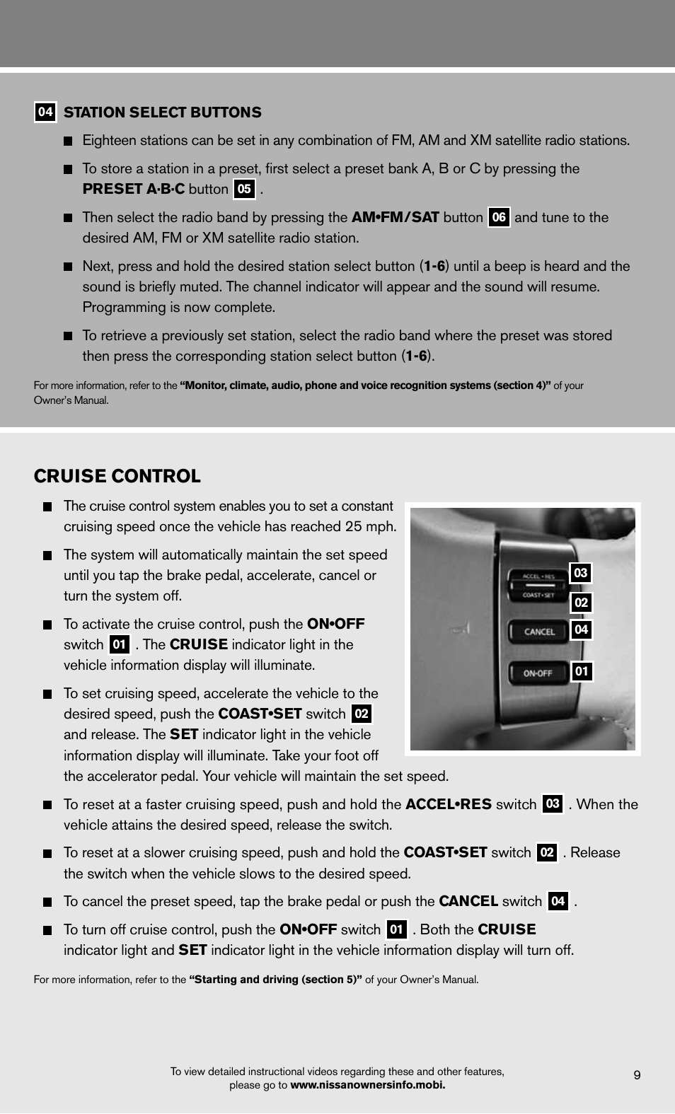 Cruise control | NISSAN 2012 Armada - Quick Reference Guide User Manual | Page 11 / 20