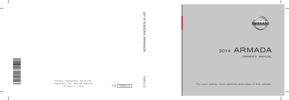 NISSAN 2014 Armada - Owner's Manual User Manual | 489 pages