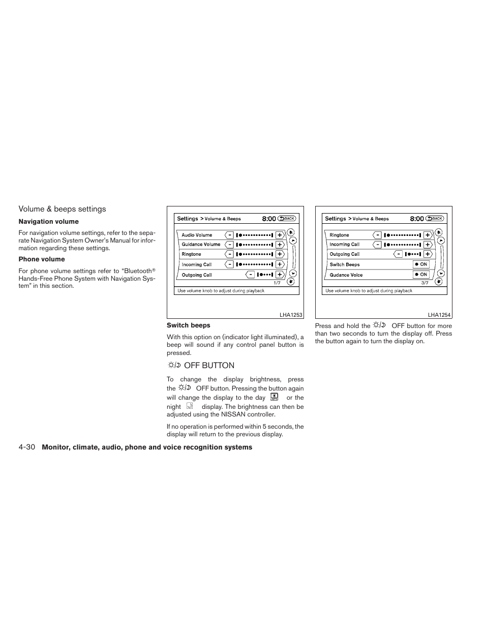 Off button -30 | NISSAN 2014 Armada - Owner's Manual User Manual | Page 223 / 489