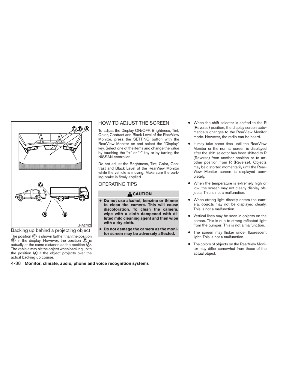 How to adjust the screen -38 operating tips -38 | NISSAN 2014 Armada - Owner's Manual User Manual | Page 231 / 489