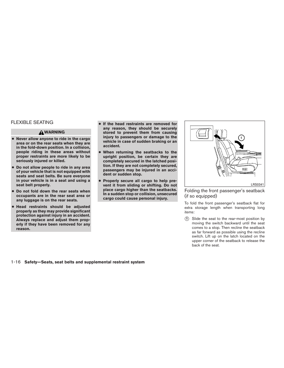 Flexible seating -16 | NISSAN 2014 Armada - Owner's Manual User Manual | Page 33 / 489