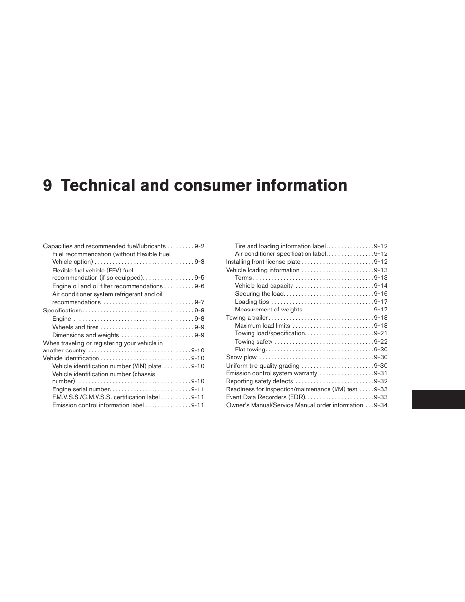 Technical and consumer information, 9 technical and consumer information | NISSAN 2014 Armada - Owner's Manual User Manual | Page 446 / 489