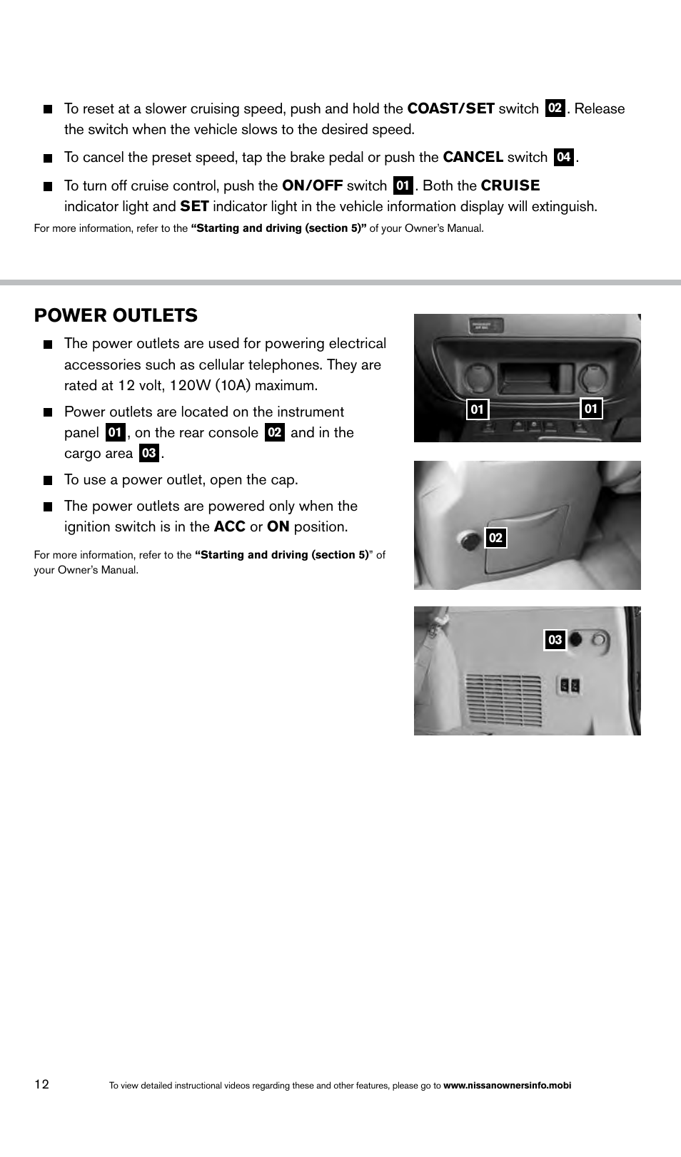 Power outlets | NISSAN 2014 Armada - Quick Reference Guide User Manual | Page 14 / 24